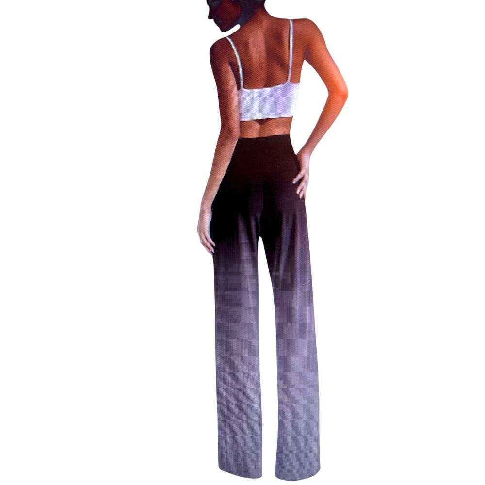 Women’s High Waist Wide Leg Pants w Pleat Front SOFT Size Large Gray Anna Kaci